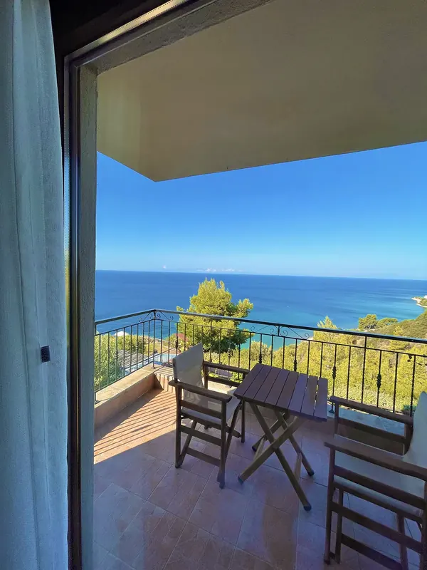 Villa terrace and garden facing the sea